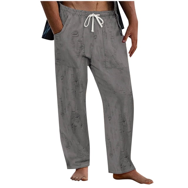 Men's Pants Cleanrance! Sweats for Men Elastic Waist Pants for Men Work Cargo Pants for Men Fashion Plaid Printed Straight Leg Trousers Drawstring Elastic Waist Loose Comfy Pants