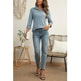 thumbnail image 5 of Aiyino Womens Tops Casual 3/4 Length Sleeve V Neck Shirts and Blouses Zipper Collar Women Polo Shirts, 5 of 9