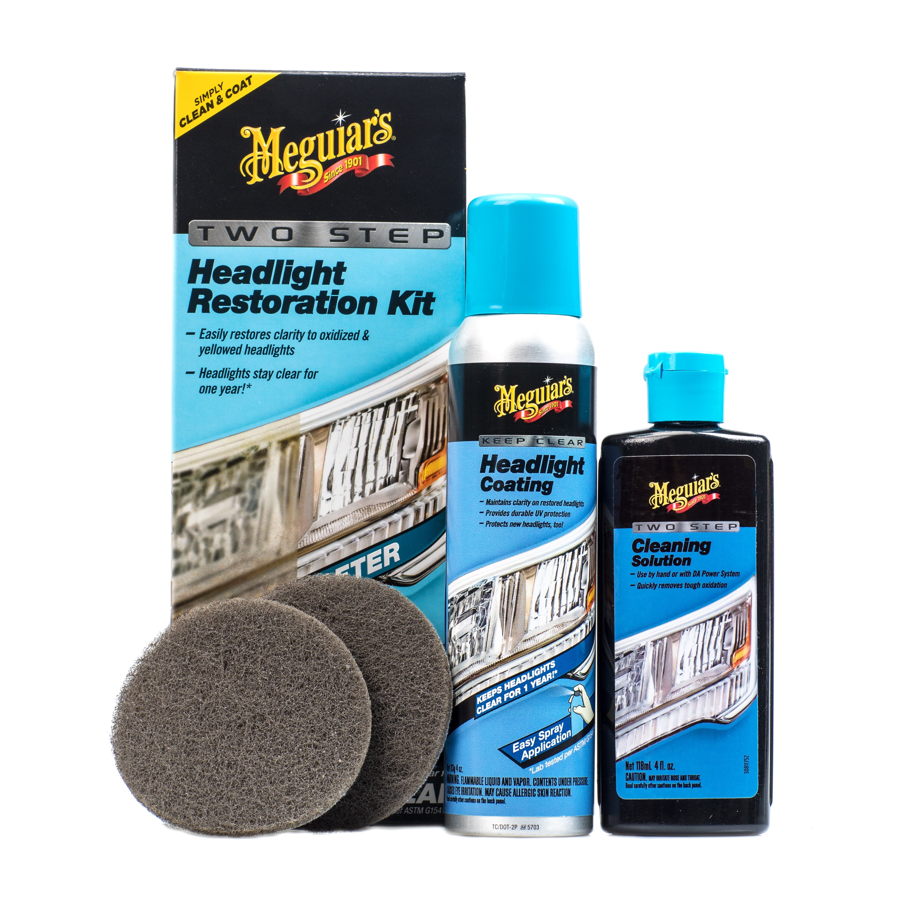 Meguiar's Two Step Headlight Restoration Kit, Clear Cleaning Solution