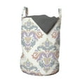 thumbnail image 1 of Floral Laundry Bag, Inspired Modernized Damask Pastel Colors Illustration, Hamper Basket with Handles Drawstring Closure for Laundromats, 13" x 19", Cream Pale Salmon, by Ambesonne, 1 of 4