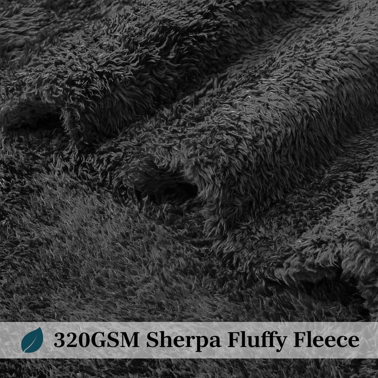 Pavilia Sherpa Throw Blanket, Black 50x60 photo 4