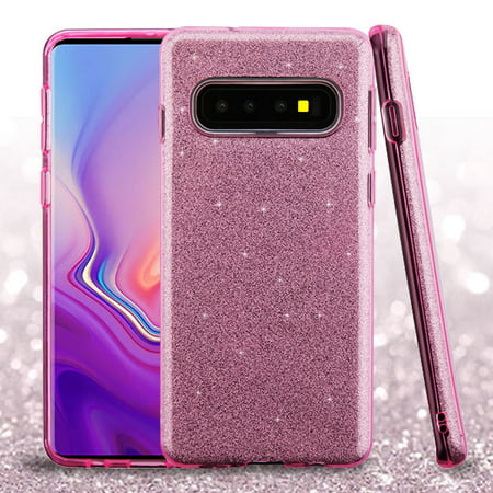 Samsung Galaxy S10 Phone Case Slim HYBRID Bling Glitter Candy Gummy Silicone Rubber Gel Soft TPU Protective Cover PINK Glittering Sparkle Phone Case Cover for Samsung Galaxy S10 (2019 Model)