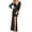 Black, variant on Fashion Women's Prom Dress Spring and Summer V-Neck Solid Long Sleeved Dress Banquet Evening Dress Prom Ballgown,Gold