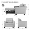thumbnail image 5 of Accent Chairs Armchairs Arm Lounge Chair into Sofa Bed Linen with USB, Storage Space for Living Room Bedroom, Light Gray, 5 of 9