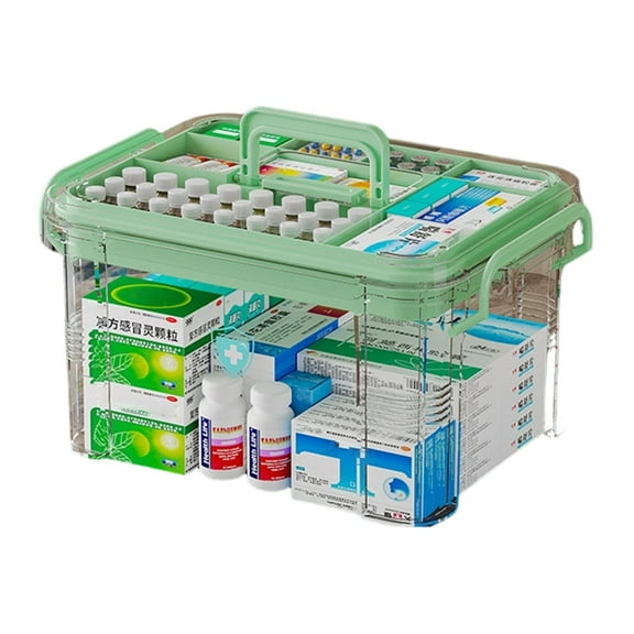 Large Capacity Organizers Multilayer Designs Clear Lid Household Medicines Storage Box Portable And Sturdy