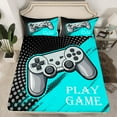 thumbnail image 2 of Feelyou Modern Game Console Bed Sheets, Cyan Artwork Graffiti King Sheets, Teens Kids Boys Girls Sheet Set, Luxury Bedroom Decor, 4pcs, 2 of 7