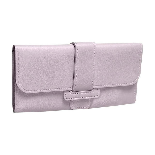 Travel Wallet Womens Long Fold-Over Multi-Card Zippered Clutch
