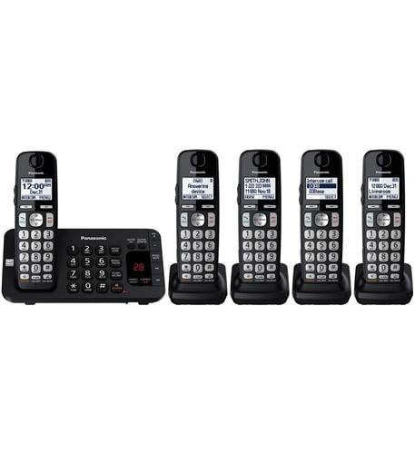 Panasonic KX-TGE445B 1 KX-TGEA40B Handsets DECT 6.0 PLUS Cordless Phone System 