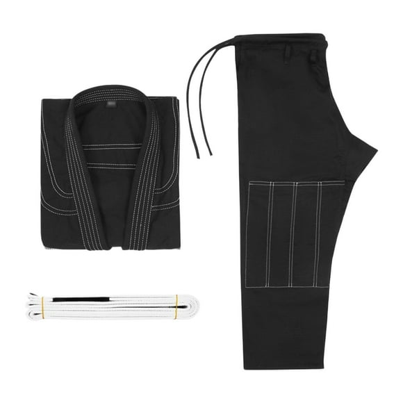 tamizeot Veste de Costume de Jiu-Jitsu Brésilien Gi avec Ceinture de Pantalon Bleu A3 Gi Équipement Résistant Noir A1