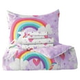 thumbnail image 2 of Dream Factory Unicorn Rainbow Twin 5 Piece Comforter Set, Polyester, Microfiber, Purple, Child, Female, 2 of 10