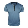 thumbnail image 5 of TAGOLD Mens Summer Short Sleeve Round-Neck Blouses & Shirts Color Button Pullover Casual Top, 5 of 5