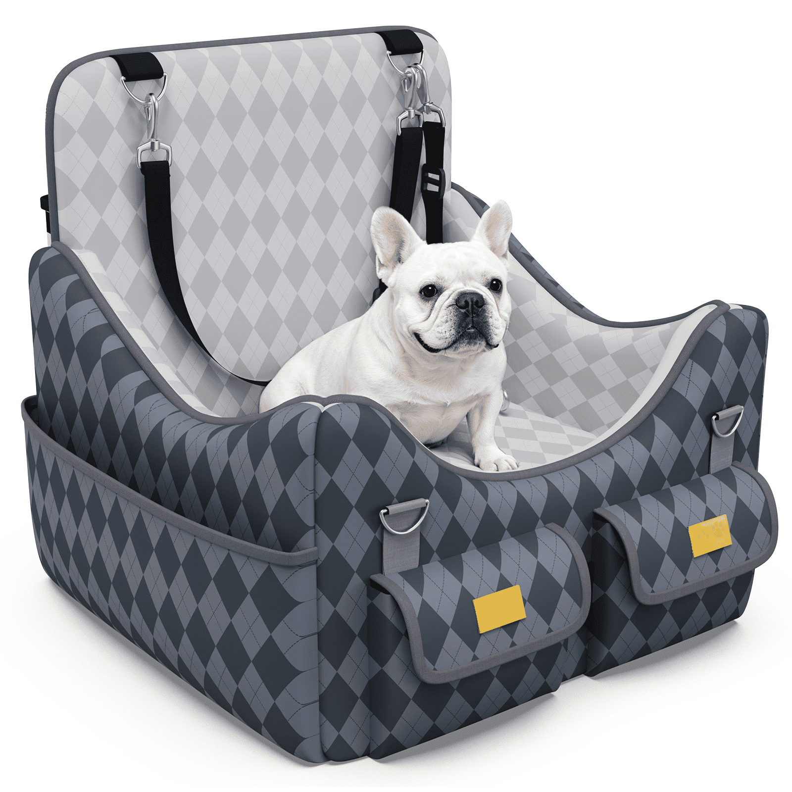 Yacona Dog Car Seats for Small Dogs Under 35lbs, Puppy Car Seat with Washable Cushion, Gray