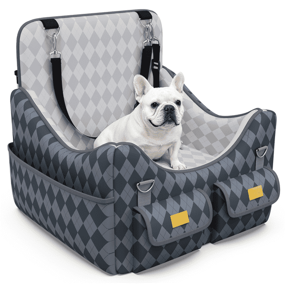 Yacona Dog Car Seats for Small Dogs Under 35lbs, Puppy Car Seat with Washable Cushion, Gray