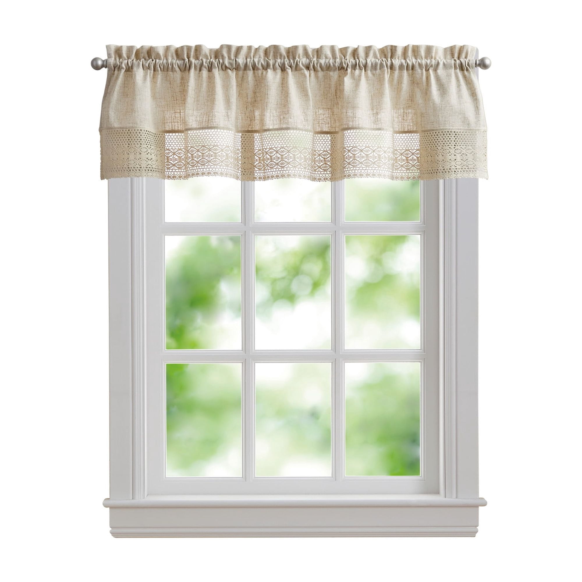 CHF Bridget Tailored Valance Curtain, 14"L x 56"W, Natural, Polyester/Linen, Indoor, Adult