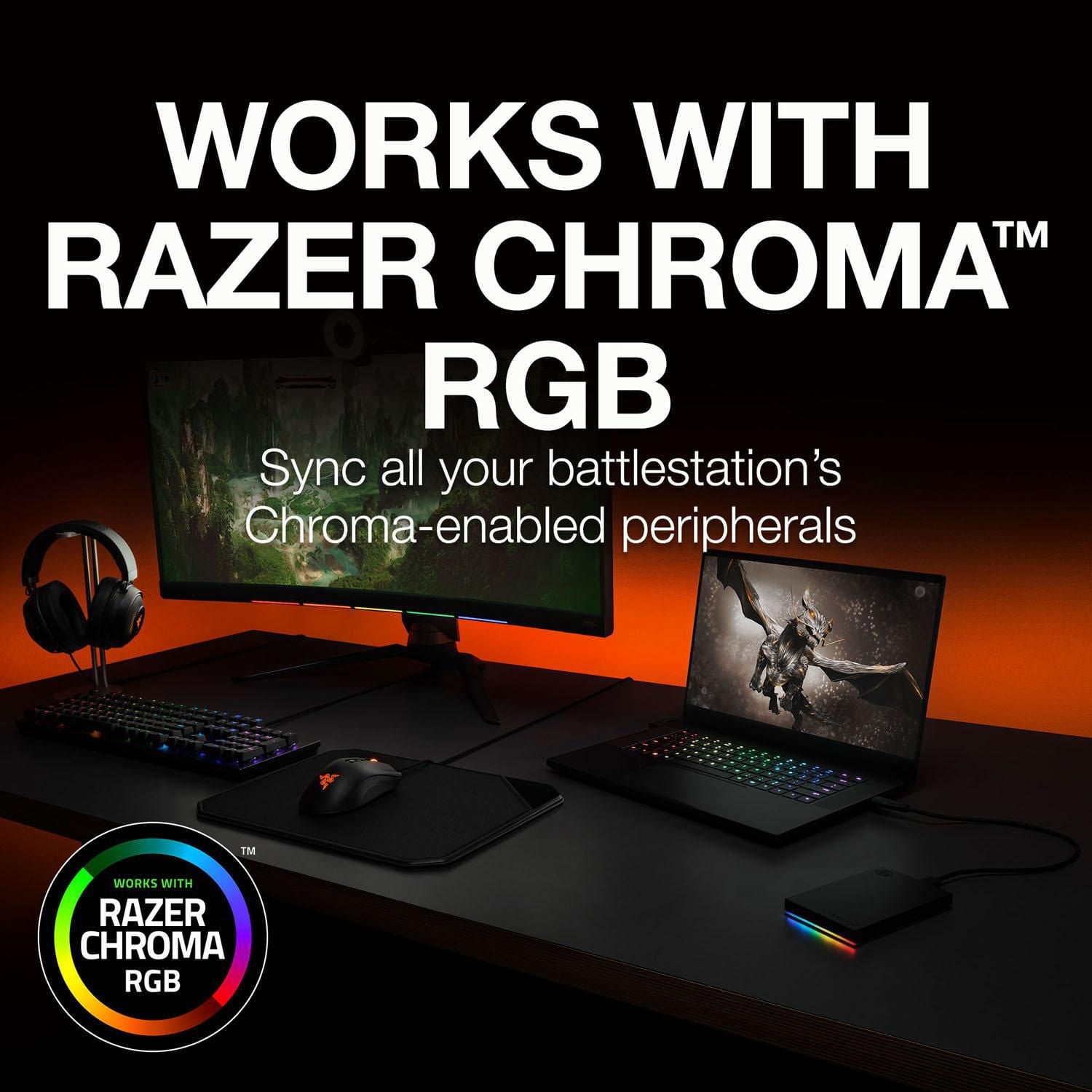 Seagate FireCuda Gaming Hard Drive External Hard Drive 1TB - USB 3.2 Gen 1, RGB LED Lighting for PC and Mac with Rescue Services (STKL1000400), Seagate 1TB HDD