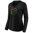 thumbnail image 2 of Women's Black Calgary Flames Team Pride Logo Long Sleeve V-Neck T-Shirt, 2 of 3