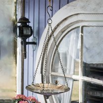 sruoe Bird Feeder, Hanging Bird Feeder Tray, Bird Feeders Outdoor, Cardinal Bird Feeder, Hopper Feeder, Small Large Bowl Wild Bird Feeders for Garden Decor, Iron