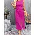 thumbnail image 6 of Womens Casual Dresses Solid Color Dress Long Sleeveless Vest Skirt Summer Temperament Waist Cinching Rose Red XL, 6 of 8