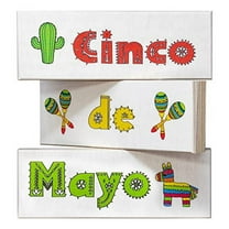 JennyGems Cinco De Mayo Wooden Block Signs Set for Shelf and Tiered Tray Decor, Made in USA