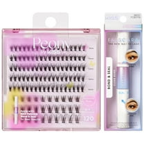 KISS Peony False Eyelashes, Lash Extension Kit, 9mm-16mm, 120 Lash Clusters - Midnight Muse and Kiss FALSCARA Bond & Seal for Lash Clusters, Adhesive Form Clear, Net Wt. 8.7 G (0.29 oz.) Bundle