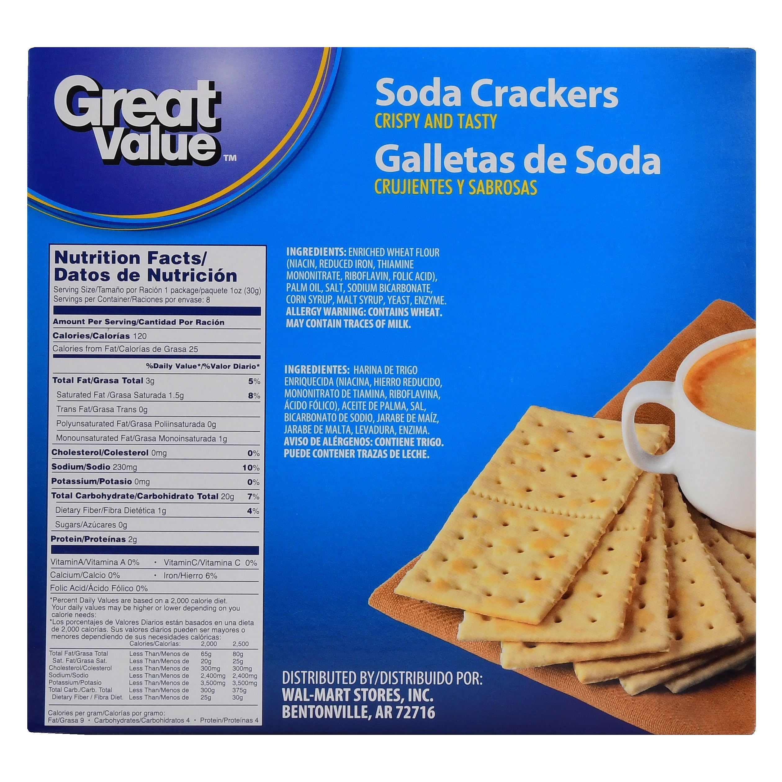 Great Value Crispy and Tasty Soda Crackers 8oz, Box