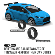 SNICLO 1/43 Scale FPV RC Drift Car with Gyroscope, 2.4G 4WD Full-Scale Steering Dual Mode Switch Drift Racing Car with Camera & VR Glasses, Lighting System for Enthusiasts