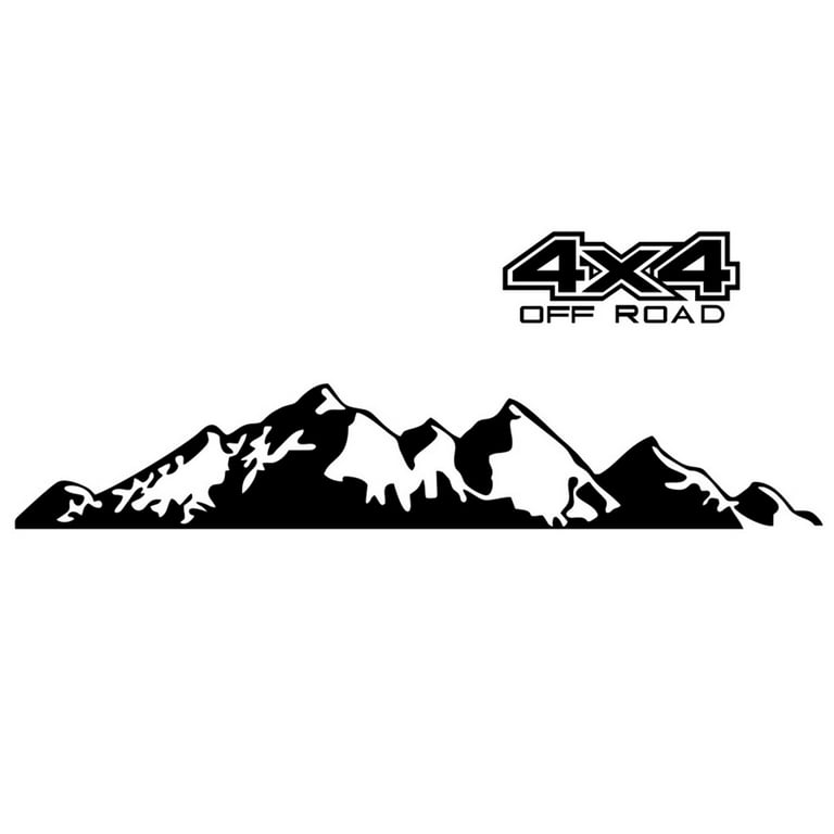 Carevas Car Stickers 4X4 Off Road(44*17cm)+Mountain Graphic Decal(150*27cm)  Sticker for Car Truck Exterior Accessories