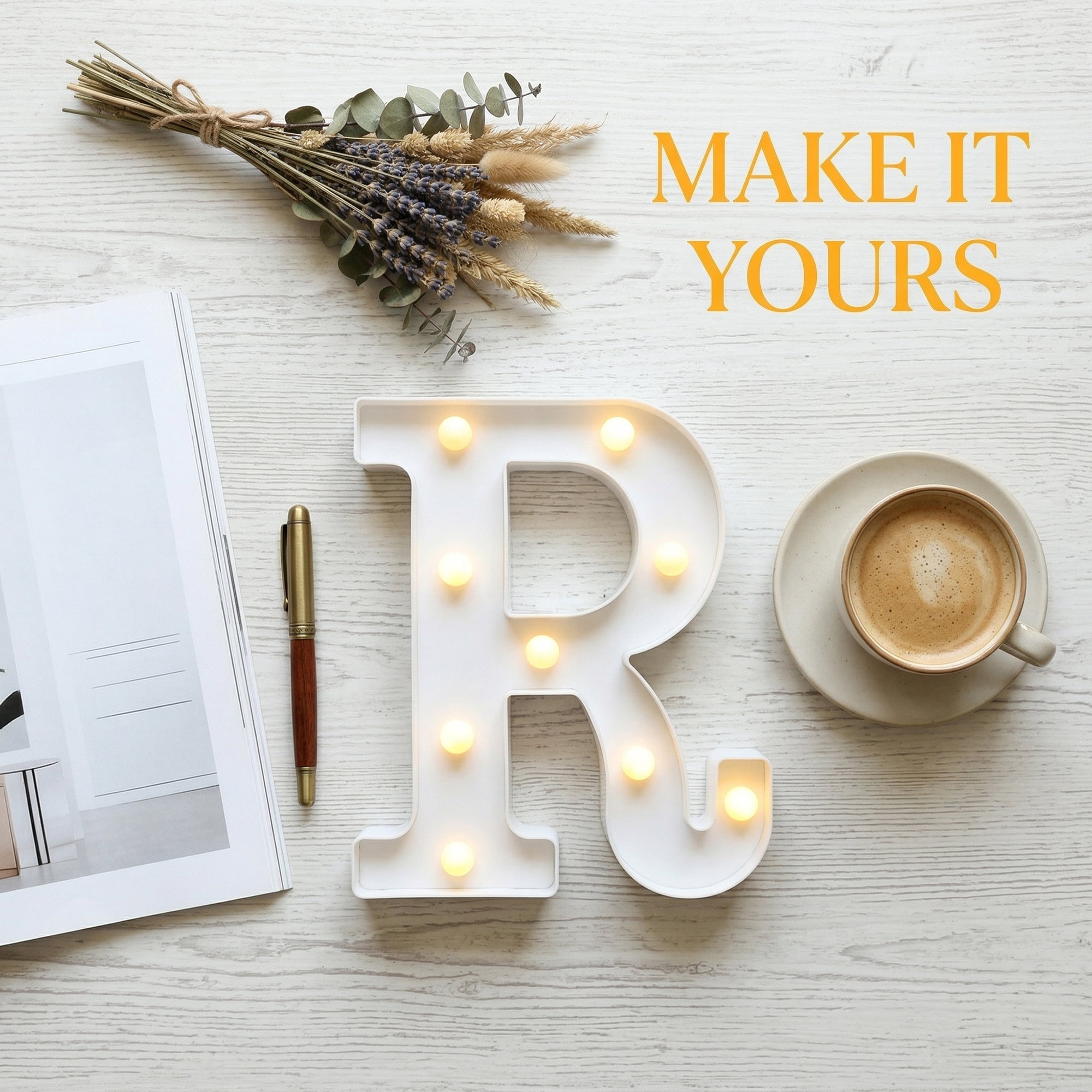Unique Bargains Marquee Letters With Lights LED Light Up Signs Letter R 6.5"L x 1.5"W x 8.5"H