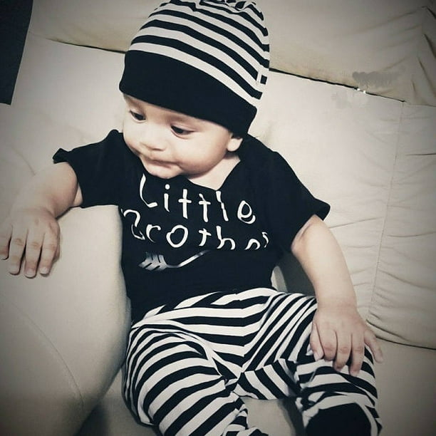 Cute Newborn Baby Boys Little Brother Romper Bodysuit Cotton