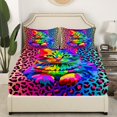 thumbnail image 3 of YST Kids Cat Kitten Bedding Twin Size Rainbow Leopard Print Bed Sheets Set, Modern Abstract Art Sheet Set Colorful Cheetah Printed Sheets, Animal Pet Theme Top Sheet 3pcs, 3 of 5