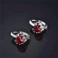 thumbnail image 4 of Heart Shaped Cabernet Red Diamond CZ Solitaire Hoop Earrings, 4 of 4