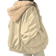 thumbnail image 3 of Jacket for Women Reversible Y2k Zip Up Hoodie Fleece Fur Winter Coat Cutecore Korean Clothes Apricot L, 3 of 7