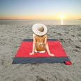 thumbnail image 5 of Beach Blanket Sandproof, Waterproof Portable Picnic Mat, Travel Camping Hiking, Lightweight Beach Essentials Family Water Resistant Mat Nylon, Red, 55"x78.7", 5 of 6