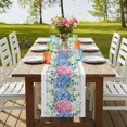 thumbnail image 4 of Table Runners 72 Inches Long Dress Scarves, Blue Pink Hydrangea Farmhouse Kitchen Table Runner, Coffee Tablerunners, Eucalyptus Leaves Wooden Summer Botanical 16x72 Inch, 4 of 9