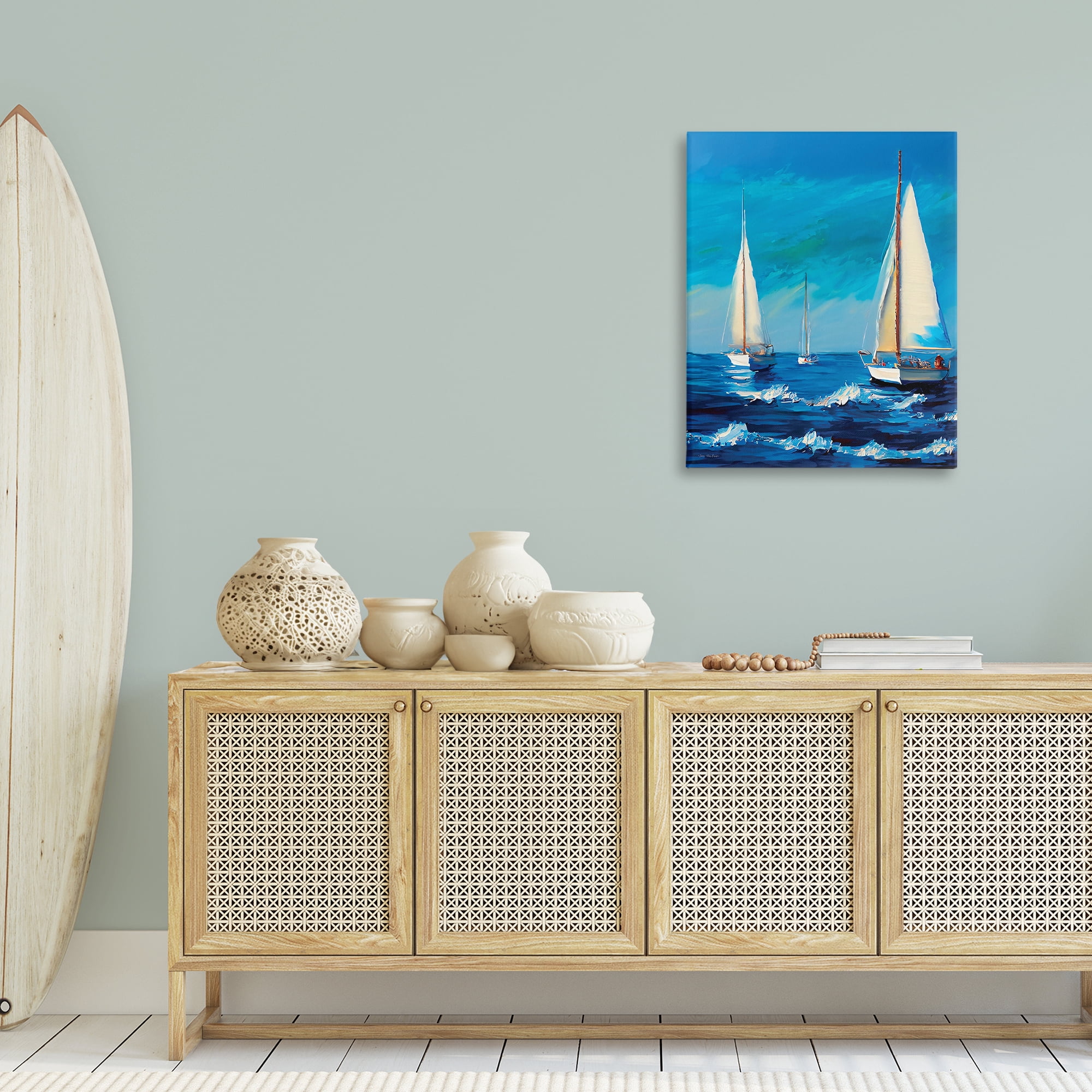 Stupell Industries Sailors on Ebbing Tide Nautical & Beach Painting Wrapped Canvas Art Print Wall Art, 24 x 30