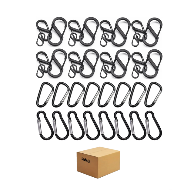 40pcs Tipo S Mosquetón De Escalada Aparejos Cuerdas Llavero Lab.G Negro
