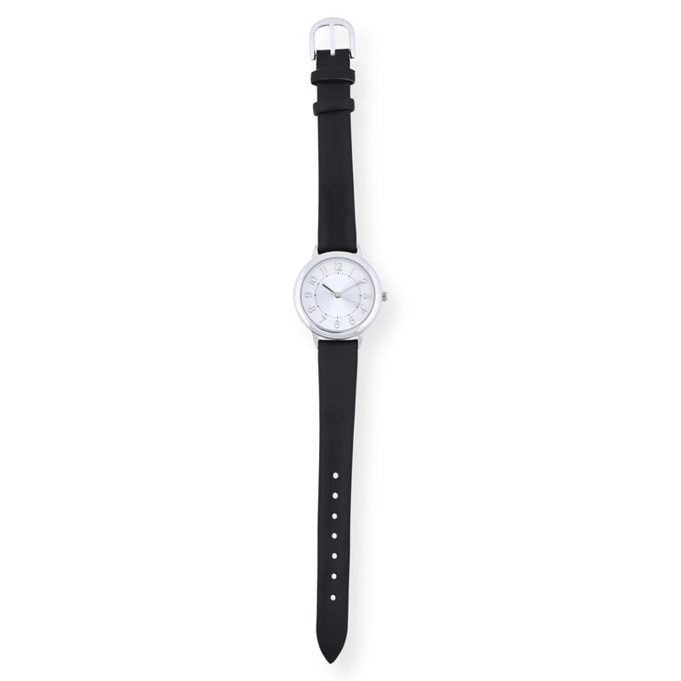 Time and Tru Women's Silver and Black Leather Watch photo 2
