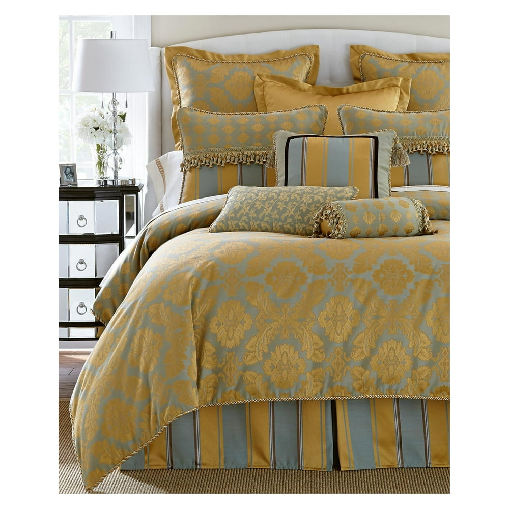 WATERFORD LINENS Reardan King Reversible Duvet Cover Ivory & Gold
