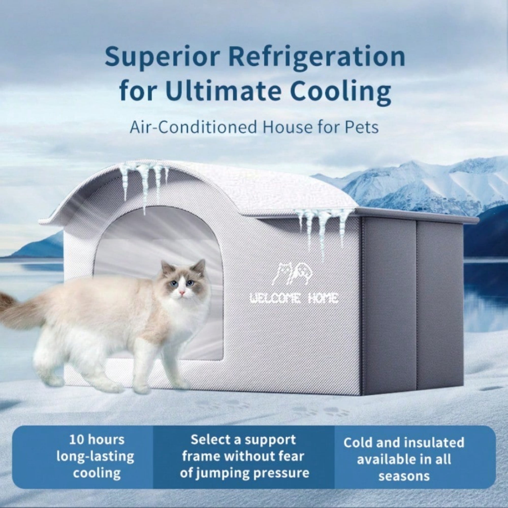 Insulated Cat House for Summer and Winter, Foldable Cooling