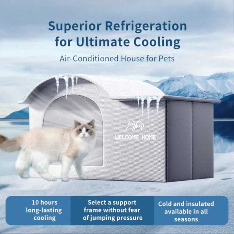 Insulated Cat House for Summer and Winter, Foldable Cooling