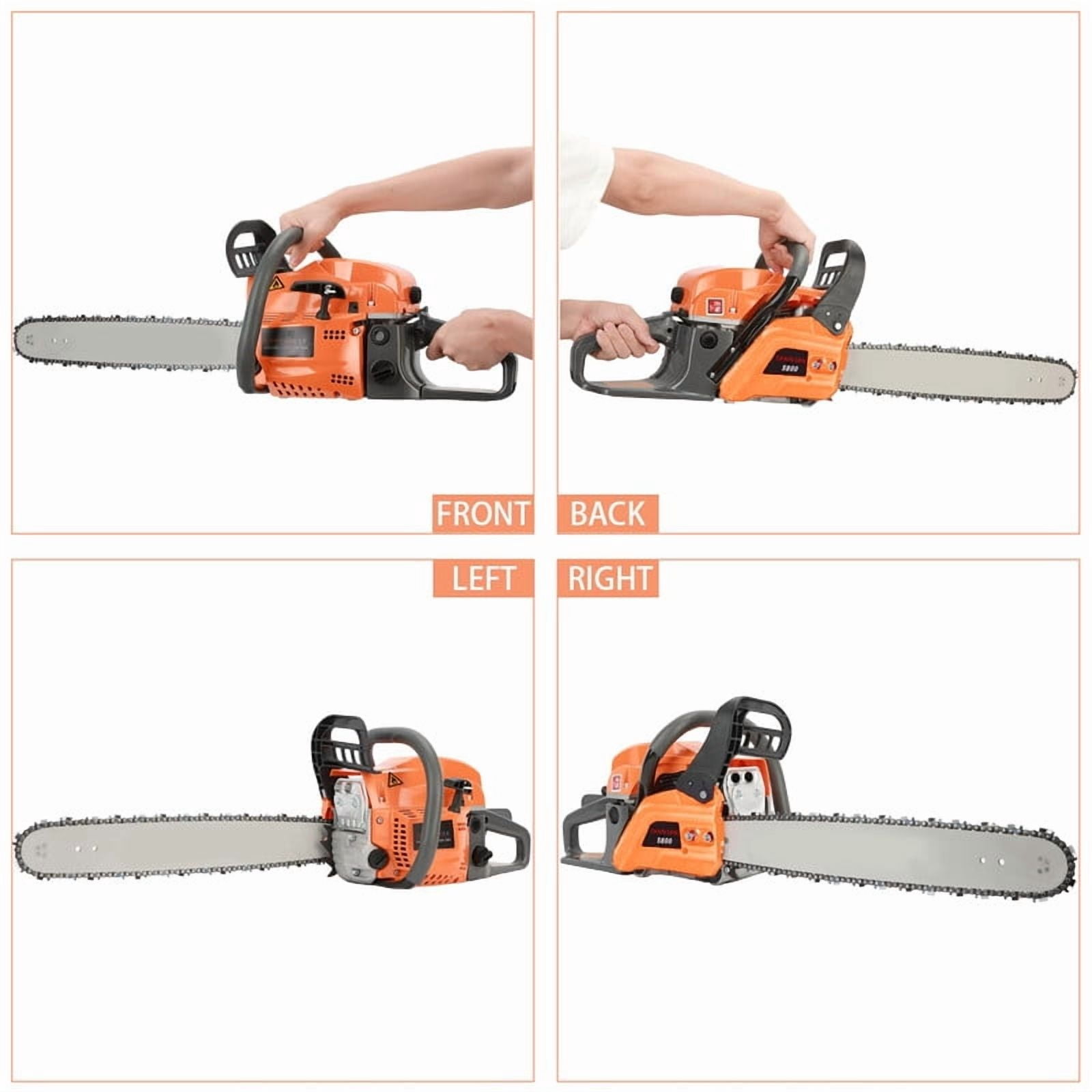 Ynce 20Inch Gas Chainsaw, 2-Stroke 58CC Gasoline Powered Chainsaw Cutting Wood Gas Sawing Chain Saw, 2.7HP Cordless Manual Starting for Forest Wood Garden and Farm Cutting Use