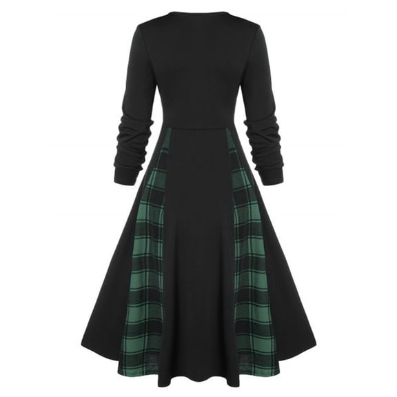 Winter Fall Dresses for Women Long Sleeve Womne Plus Size Lace Panel A Line Sweetheart Neck Vintage Dress