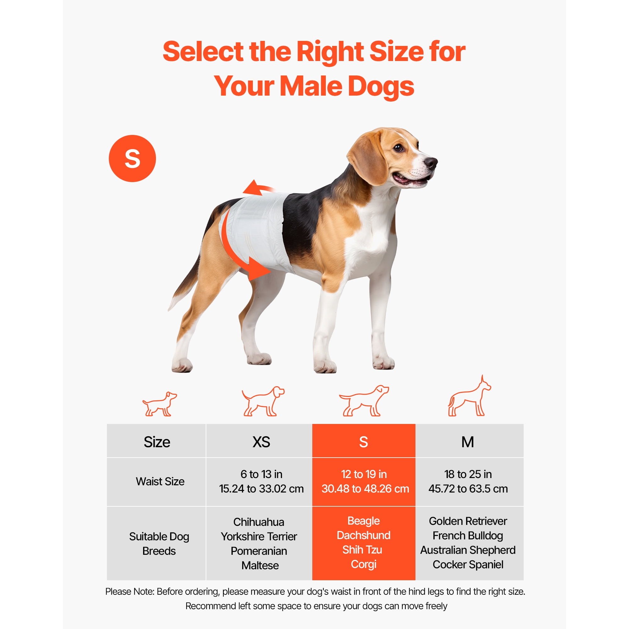 KFFKFF Disposable Male Dog Diapers, Highly Absorbent Belly Bands with Leak Protection and Wetness Indicator, Ideal for Training, Incontinence, and Dogs in Heat - Small, 96 Pack (2 x 48)