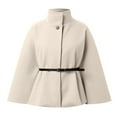 thumbnail image 4 of Fgnfyis Women's Winter Elegant Wool Blend Wrap Coat with Waist Tie for Fashionable Outerwear Khaki M, 4 of 8