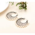 thumbnail image 2 of 925 Sterling Silver Pearl Hoop Earrings – Handmade Filigree Design, Lightweight Statement Jewelry for Women, 2 of 2