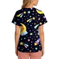 thumbnail image 5 of Kixjoy Cute Scrubs for Women Plus Size Short Sleeve V Neck Nurse Scrubs Animal Printed Stretchy Medical Shirt Casual Lightweight Womens Uniform Tops with Pockets, Dark Purple XL, 5 of 6