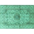 thumbnail image 1 of Ahgly Company Machine Washable Indoor Rectangle Medallion Turquoise Blue Traditional Area Rugs, 2' x 4', 1 of 4