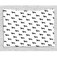 thumbnail image 1 of Dog Lover Tapestry, Monochrome Dachshund Silhouettes Breed Dog Domestic Canine Pattern Active Pet, Wall Hanging for Bedroom Living Room Dorm Decor, 60W X 40L Inches, Black White, by Ambesonne, 1 of 2