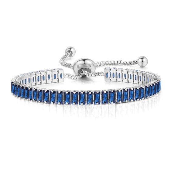 Pulseras para mujer, regalos para mujer, pulsera multicolor de 2 x 4 mm con circonitas redondas y diamantes, pulsera de cristal ajustable (rectángulo de platino), pulsera iónica.