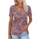 thumbnail image 1 of Camiseta de manga corta suelta con cuello en V y estampado calado informal a la moda para mujer Pompotops hkajfhjk467941, 1 of 5